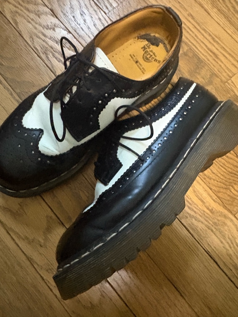 Two-Tone Black and White Wingtip Platform Oxfords